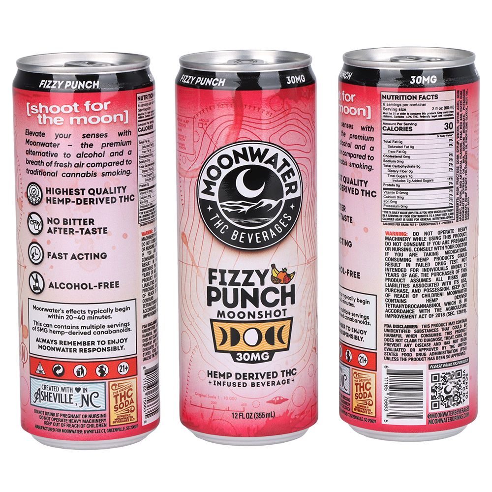 Moonwater Moonshot Hemp-Derived D9 THC Infused Beverage | 12oz | 30mg | 24ct Case